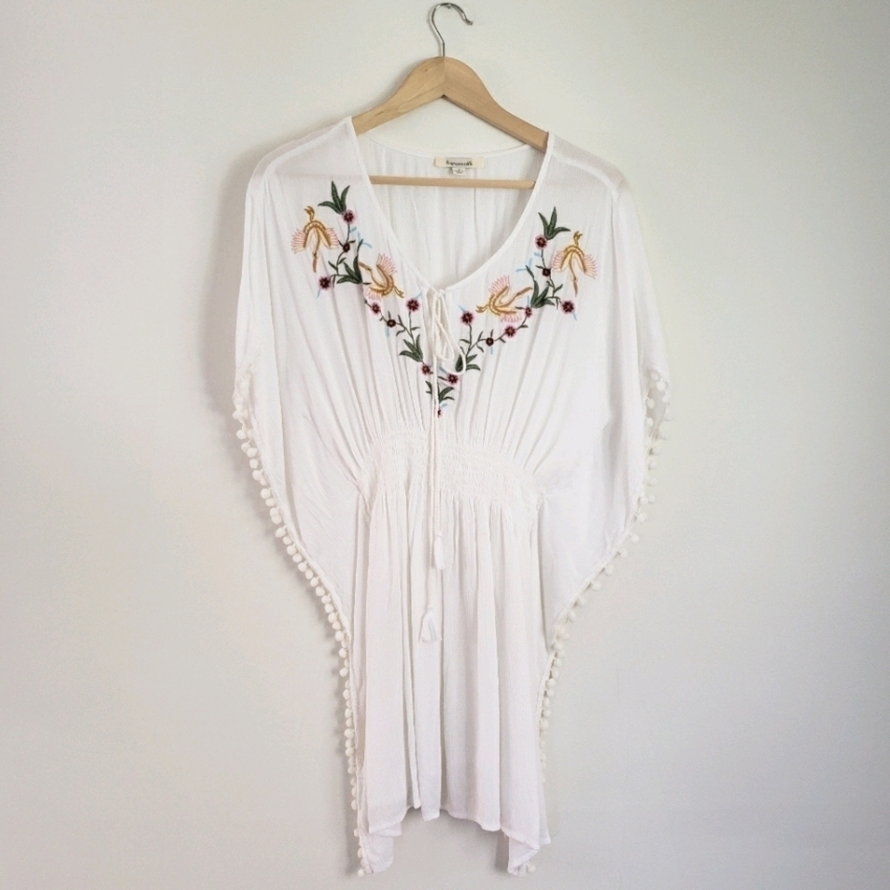 Francesca’s Swim Cover Up Embroidered White Tunic